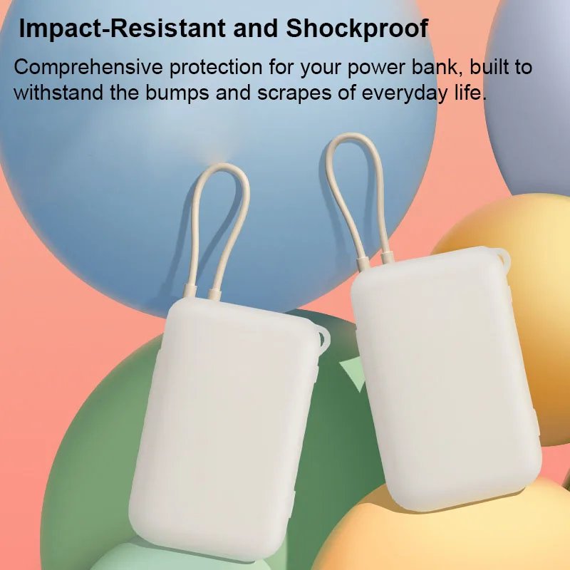 Shockproof Silicone Case for Xiaomi Built-in Cable Power Bank 10000mAh P15ZM Dustproof Protective Power Bank Case