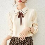 Women Spring Autumn Style Blouses Shirts Lady Casual Long Sleeve Peter Pan Collar Blusas Tops