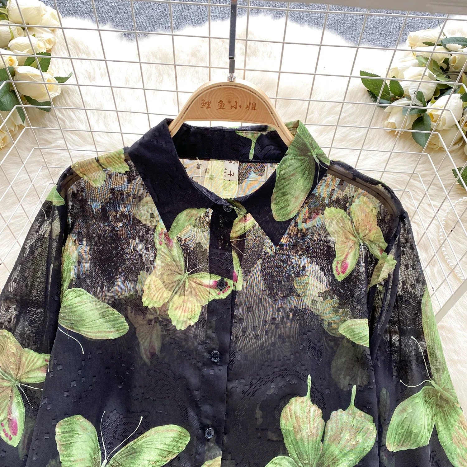 Vintage Elegant Lantern Sleeve Blouse Fashion Polo-neck  Shirt  Casual Chic Top Fairy  Summer Women