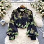Vintage Elegant Lantern Sleeve Blouse Fashion Polo-neck  Shirt  Casual Chic Top Fairy  Summer Women - Image 4