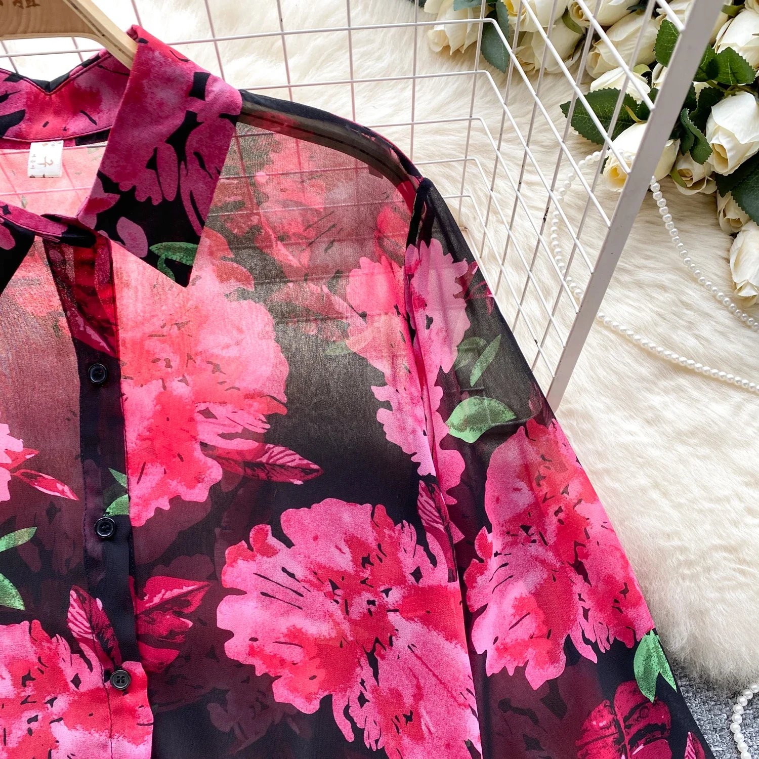 Vintage Elegant Lantern Sleeve Blouse Fashion Polo-neck  Shirt  Casual Chic Top Fairy  Summer Women