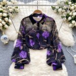 Vintage Elegant Lantern Sleeve Blouse Fashion Polo-neck  Shirt  Casual Chic Top Fairy  Summer Women