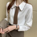 Long Sleeve Chiffon Blouse Shirt Blouse Women Blusas Mujer De Moda 2024 Turn Down Collar Office Blouse Tops Women Clothing E78 - Image 3
