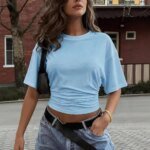 Solid Color Casual Slim T-shirts For Women 2026 Summer Y2K Women's T-shirt Short Sleeve Blouses Tees Fashion Female Tops - Image 4