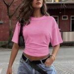 Solid Color Casual Slim T-shirts For Women 2026 Summer Y2K Women's T-shirt Short Sleeve Blouses Tees Fashion Female Tops - Image 3