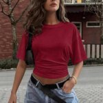 Solid Color Casual Slim T-shirts For Women 2026 Summer Y2K Women's T-shirt Short Sleeve Blouses Tees Fashion Female Tops - Image 2