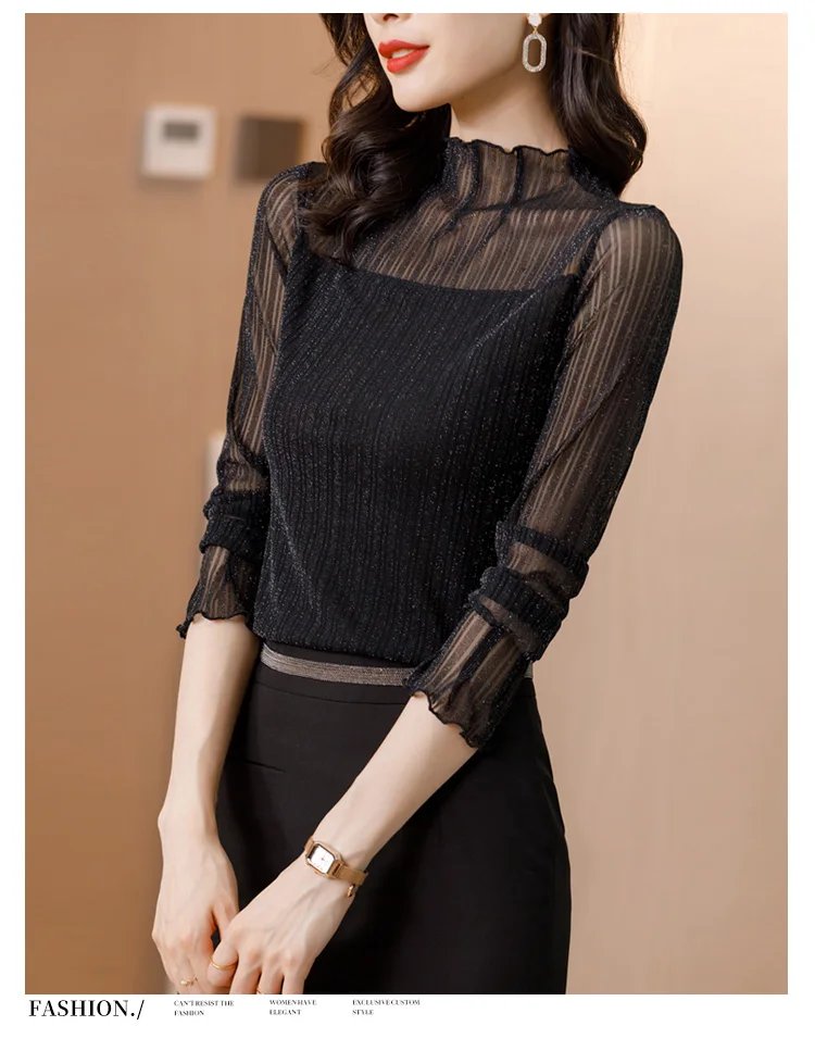 2026 Turtleneck Feminina Camisa Blouse Women Top Ladies Lace Blouses Shirt Ropa Mujer Vetement Femme Chemise Woman Clothes