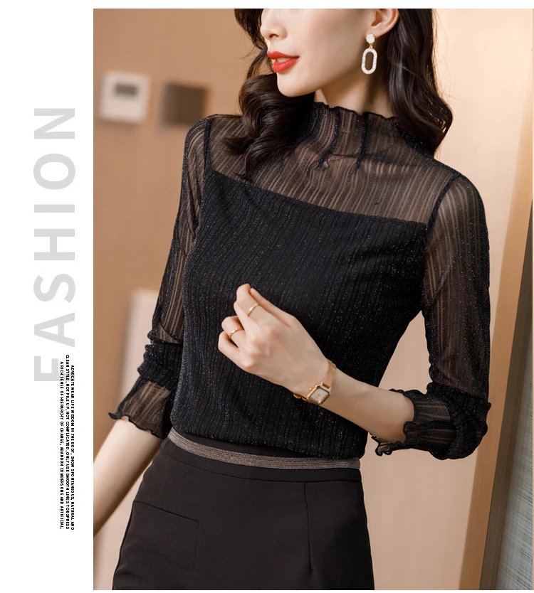 2026 Turtleneck Feminina Camisa Blouse Women Top Ladies Lace Blouses Shirt Ropa Mujer Vetement Femme Chemise Woman Clothes