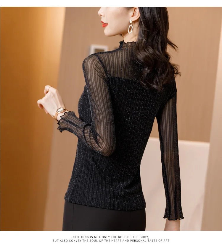 2026 Turtleneck Feminina Camisa Blouse Women Top Ladies Lace Blouses Shirt Ropa Mujer Vetement Femme Chemise Woman Clothes