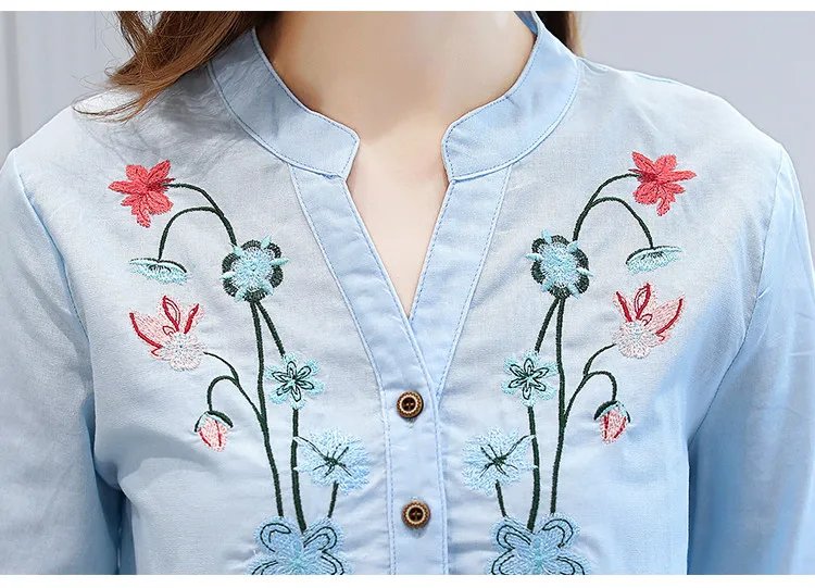 Fashion Cotton Linen V-Neck Women Blouse Shirt Autumn Summer Half Sleeve White OL Blouse V-neck Casual Women Tops Blusas D377
