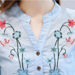 Fashion Cotton Linen V-Neck Women Blouse Shirt Autumn Summer Half Sleeve White OL Blouse V-neck Casual Women Tops Blusas D377 - Image 5