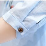 Fashion Cotton Linen V-Neck Women Blouse Shirt Autumn Summer Half Sleeve White OL Blouse V-neck Casual Women Tops Blusas D377 - Image 6
