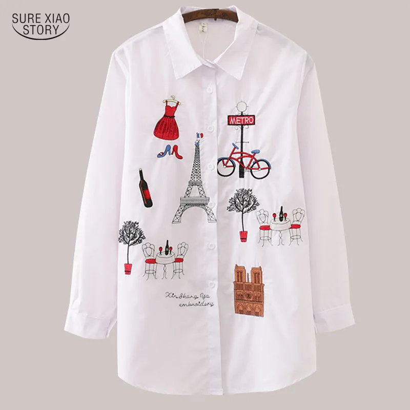 Fashion Cotton Linen V-Neck Women Blouse Shirt Autumn Summer Half Sleeve White OL Blouse V-neck Casual Women Tops Blusas D377