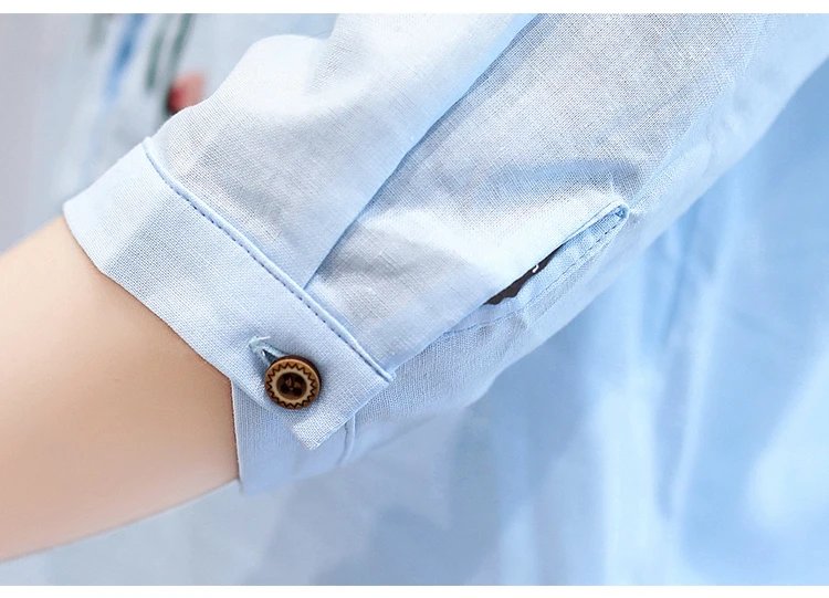 Fashion Cotton Linen V-Neck Women Blouse Shirt Autumn Summer Half Sleeve White OL Blouse V-neck Casual Women Tops Blusas D377