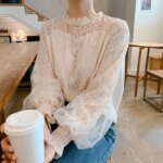 Spring Women White Lace Blouse Shirt Long Sleeve Blouse Femme Women Tops Shirts hollow out womens bouses shirts tops - Image 6
