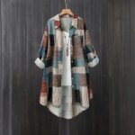 Women's mid-length shirt, large size loose hip-covering top, casual long-sleeved plaid shirt, sun protection shirt - Image 4