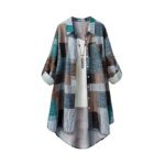 Women's mid-length shirt, large size loose hip-covering top, casual long-sleeved plaid shirt, sun protection shirt - Image 5
