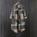 Women's mid-length shirt, large size loose hip-covering top, casual long-sleeved plaid shirt, sun protection shirt - Image 3