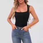 Sexy Slimming T-Shirts for Women Fashion Square Neck Sleeveless Tops Harajuku Tanks Woman Clothes Casual Top Tees Streetwear - Image 2