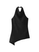 HH Womens Satin Halter Neck Top Asymmetrical Hem Sleeveless Blouse Elegant Party Club Summer Streetwear Crop Top - Image 6