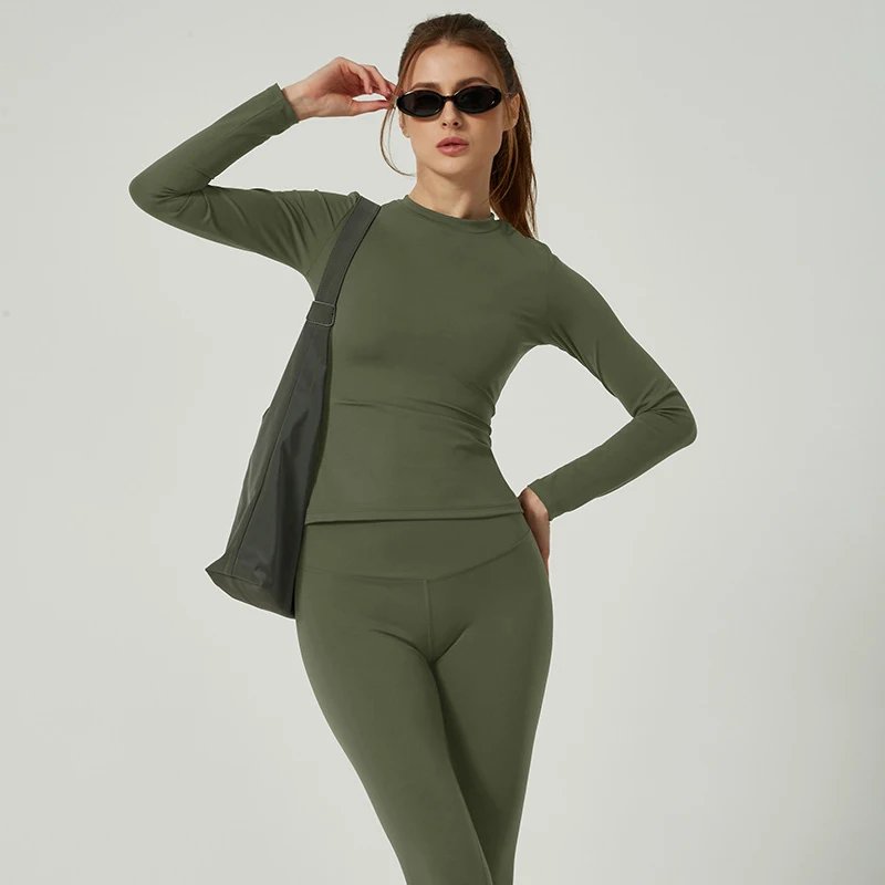 WAERBALL Sports Top Long-sleeve T-Shirt Women's Gym Clothes Workout Tee High Elastic Breathable Running Fitness Shirt