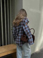 Fashion Checkered Pattern Shirt Women Elegant Lapel Long Sleeve Single Breasted Pocket Loose Tops 2026 New Chic Outerwear Shirt - Image 5