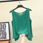 Banerdanni Fashion Brand Women blouse Summer New sleeveless Chiffon Shirt Solid V-neck Casual blouse Loose Oversized Female Tops - Image 4