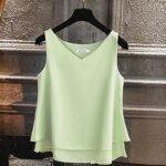 Banerdanni Fashion Brand Women blouse Summer New sleeveless Chiffon Shirt Solid V-neck Casual blouse Loose Oversized Female Tops - Image 6