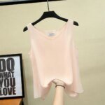 Banerdanni Fashion Brand Women blouse Summer New sleeveless Chiffon Shirt Solid V-neck Casual blouse Loose Oversized Female Tops - Image 3