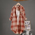 Spring/Summer 2025 Stylish Women's Button-up Shirt with Plaid Pattern, Medium Length Sun Protection and Loose Fit - Image 6