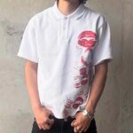 Polo Tees Harajuku Lip Printing Rock Shirt Gothic Hip Hop Button Collar Punk Casual T-shirts Y2K Summer Commute Short Sleeve Top - Image 3