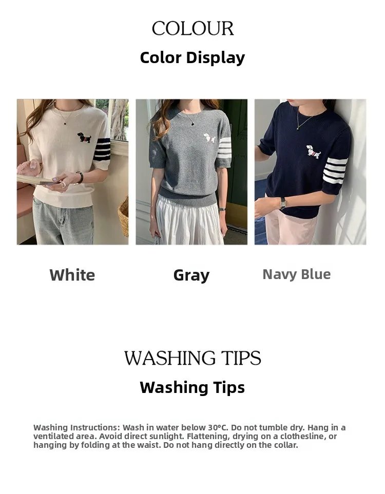 Sweet And Gentle round Neck Knitted Short Sleeve Pure Cotton Slim Fit T-Shirt Comfortable Casual Style for Daily Wear