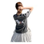 Sweet And Gentle round Neck Knitted Short Sleeve Pure Cotton Slim Fit T-Shirt Comfortable Casual Style for Daily Wear - Image 6
