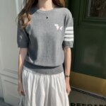 Sweet And Gentle round Neck Knitted Short Sleeve Pure Cotton Slim Fit T-Shirt Comfortable Casual Style for Daily Wear - Image 2