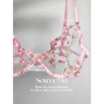 Kawaii Japanese Lingerie Set Sheer Tulle, Pink Floral Embroidery Bra Bralette, Sexy Pure Matching Set BANERDANNI Sexy Tushy Bras - Image 5