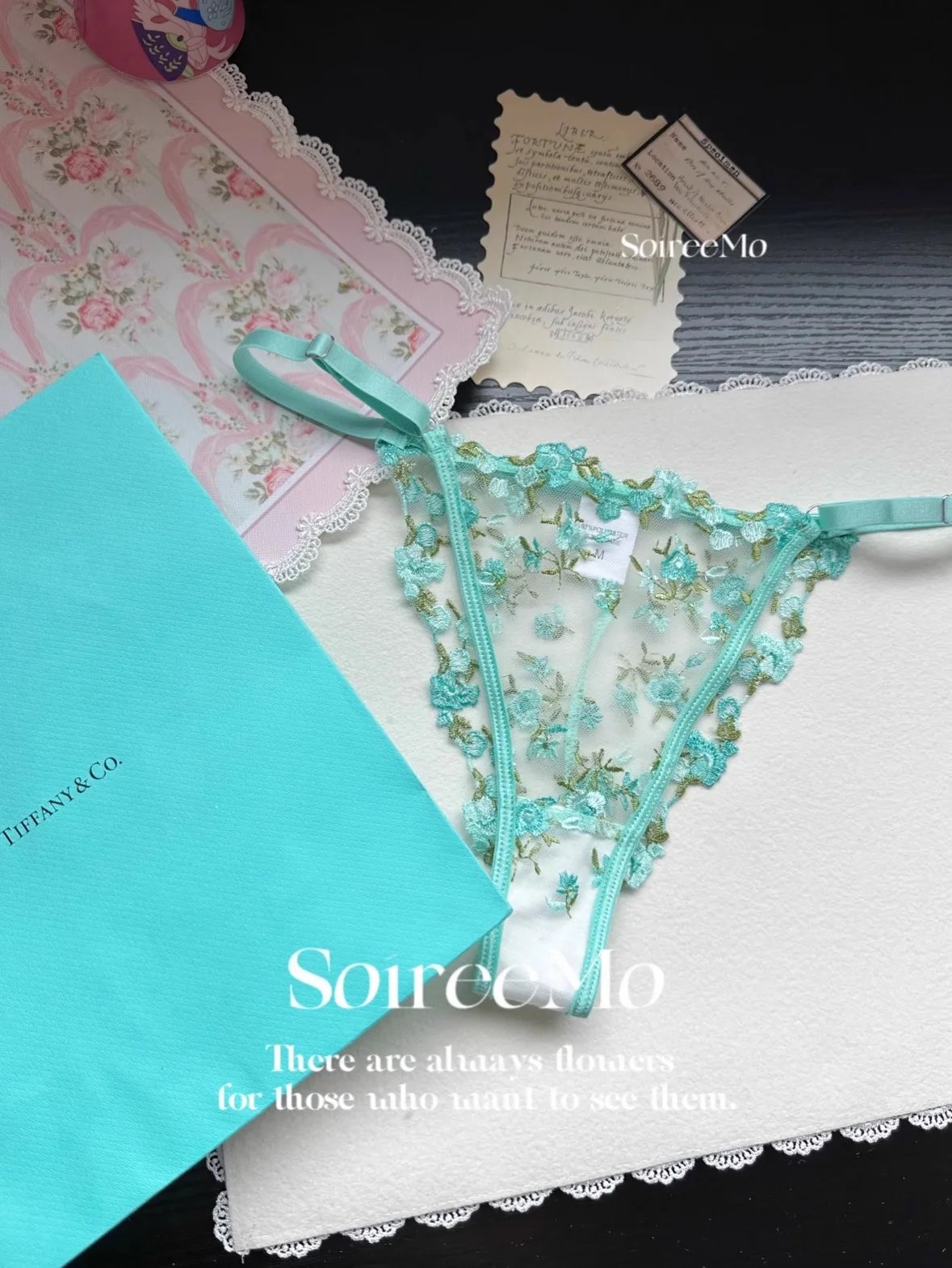Kawaii Japanese Lingerie Set Sheer Tulle, Pink Floral Embroidery Bra Bralette, Sexy Pure Matching Set BANERDANNI Sexy Tushy Bras