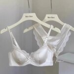 YUQI French Luxury Silk Bra for Small Bust Women, Adjustable Slimming Bralette & Panty Set,Comfort Sexy Sheer Lingerie set bra