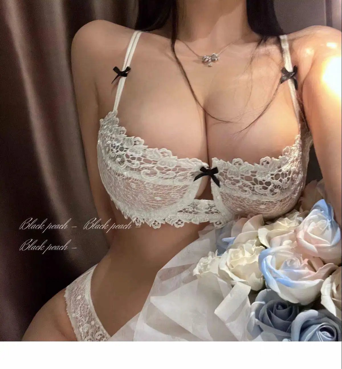 New Arrival Sweet Spicy Lace Lingerie Set Ultra Thin Half Cup Push Up Bra Soft Underwire Anti Sag Comfortable Women Wear
