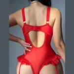 2PCS Red Floral Lace Garter Lingerie Set Erotic Underwear Bras Sets For Women Underwire Bra And Thongs Ladies Underwear Set - Image 5