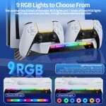 Wall Mount Kit For PS5/ Pro/ Slim Console with RGB Light Charging Station Headset Hanger For PS5 Dual Controller Accessories - Image 4