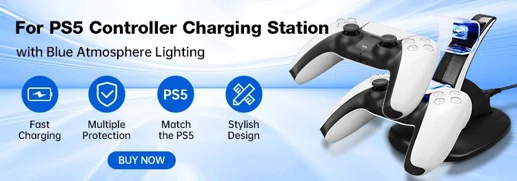 Wall Mount Kit For PS5/ Pro/ Slim Console with RGB Light Charging Station Headset Hanger For PS5 Dual Controller Accessories