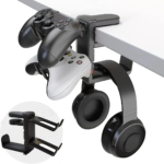 3-in-1 Headset & Controller Stand w/ Adjustable Clamp, Rotating Arm & Cable Management. Gaming Headphone & Controller Holder