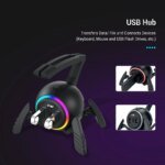 Mouse Bungee Mouse Cable Holder Cord Clip Wire Organizer Flexible For Mice Playing Esports Gaming With 3 USB Ports And RGB Light - Image 3