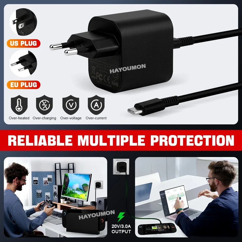 UK US EU 60W Type-C AC Adapter For Switch 2 Fast Charger Power Supply Supports TV Dock Mode Wall Charger Gaming Accessories