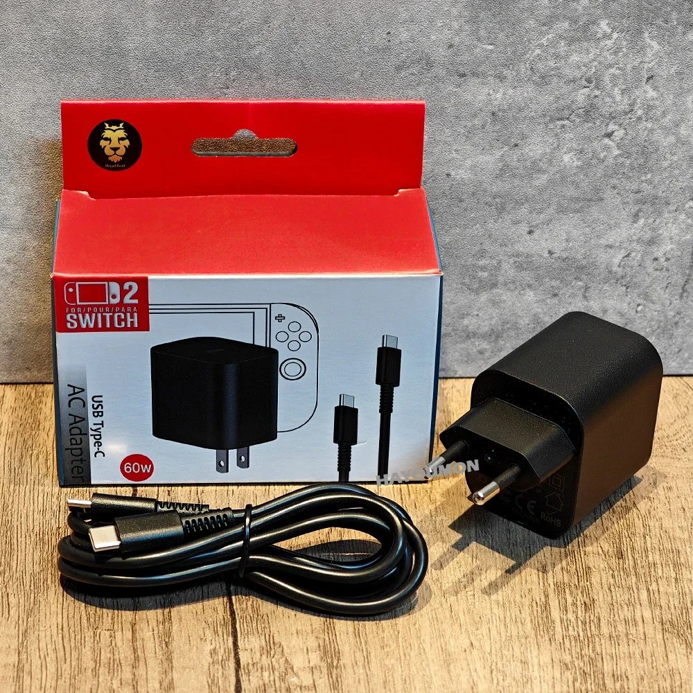 UK US EU 60W Type-C AC Adapter For Switch 2 Fast Charger Power Supply Supports TV Dock Mode Wall Charger Gaming Accessories