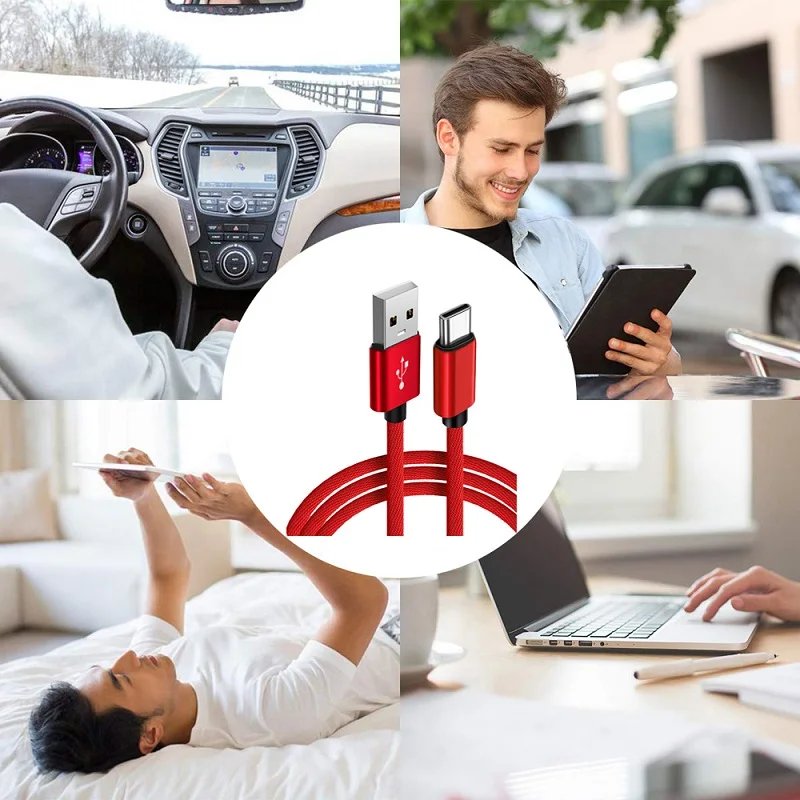 1pcs 3pcs 5pcs 10pcs USB A To Type C Nylon Braided Cable Dast Sync Fast Charging For Xiaomi Huawei Samsung Android Type C Mobile