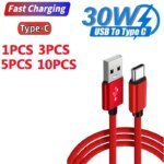 1pcs 3pcs 5pcs 10pcs USB A To Type C Nylon Braided Cable Dast Sync Fast Charging For Xiaomi Huawei Samsung Android Type C Mobile