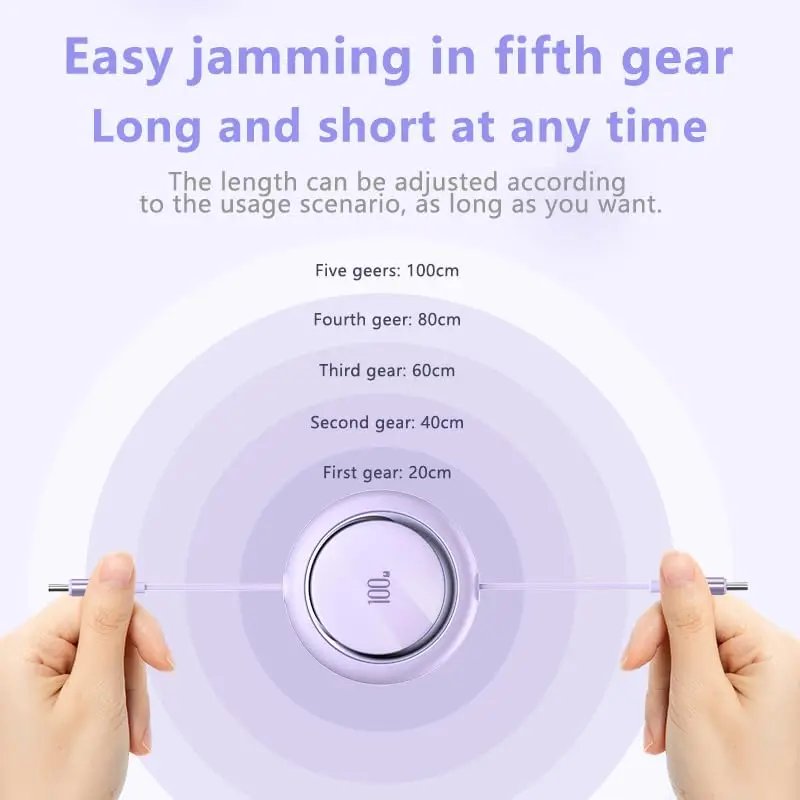100W Type C to USB C Fast Charge Data Cable Retractable  1m Cable for iPhone 15 Pro Max Samsung Huawei Xiaomi