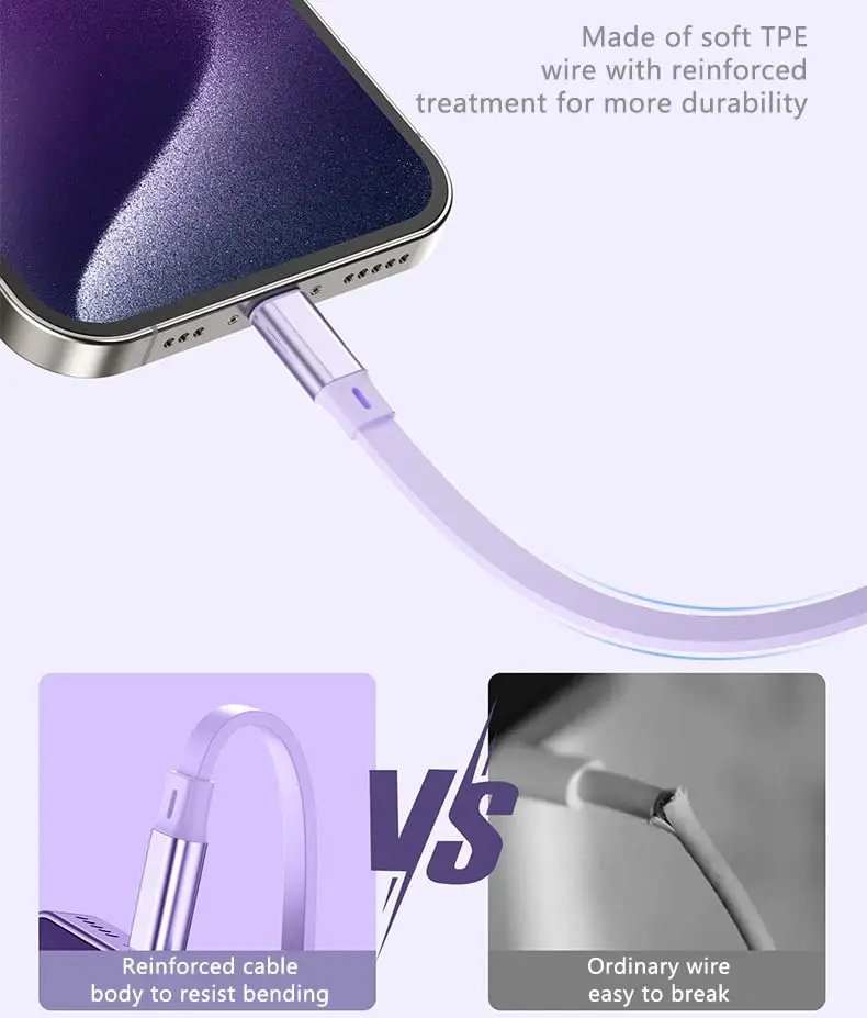 100W Type C to USB C Fast Charge Data Cable Retractable  1m Cable for iPhone 15 Pro Max Samsung Huawei Xiaomi