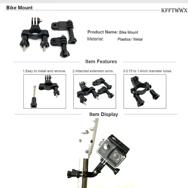 KFFTWWX Accessories Kit for Gopro Hero 13 12 11 10 9 Black 8 7 6 Tripod Mount for SJCAM SJ4000 Yi DBPOWER AKASO EKEN Osmo Action